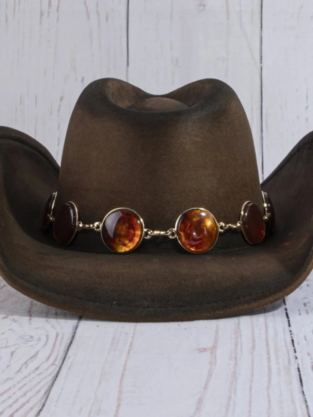 Stylish Round Stone Concho Cowboy Hat